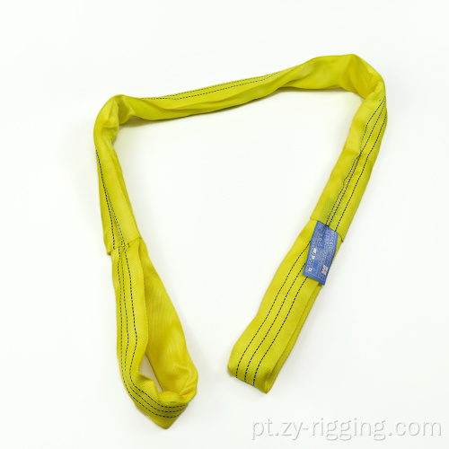 Sling de correia redonda de carga plana de poliéster de 3ton amarelo